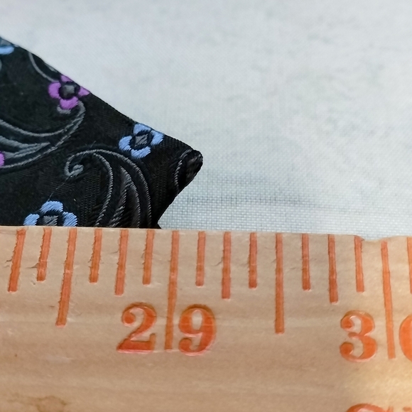 Haspel Men's Black Paisley Flower Necktie Tie Silk Retro Classic Abstract - Picture 3 of 8